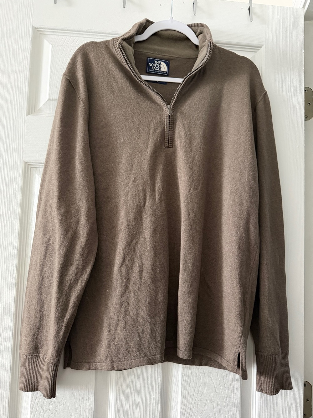 The North Face Wool Blend 1/4 Zip Pullover Sweater Brown Medium